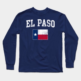 El Paso Texas Flag Texan Vintage Fade Long Sleeve T-Shirt